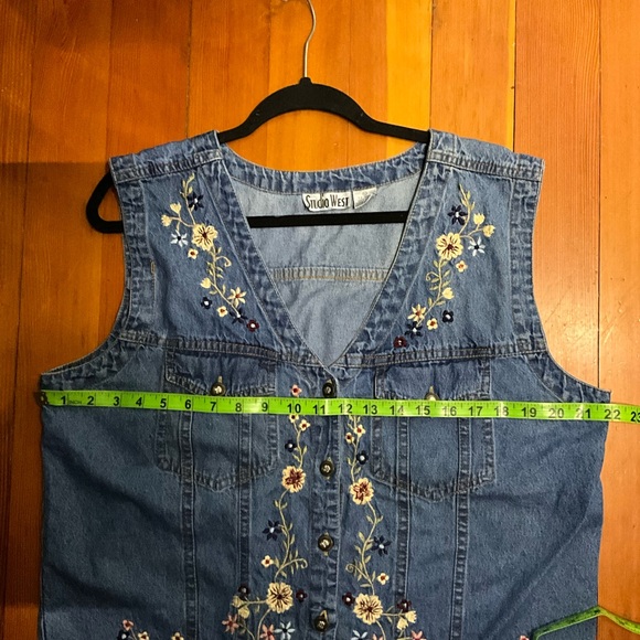 Vintage Studio West Embroidered Floral Denim Vest - Picture 7 of 7